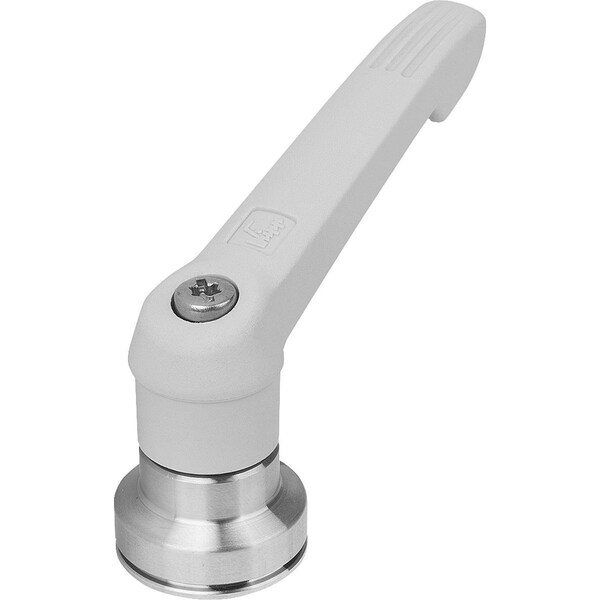 Adjustable Handle W Clamp Force Intensif Size:5, M12, Plastic Gray Ral7035, Comp:Stainless Steel